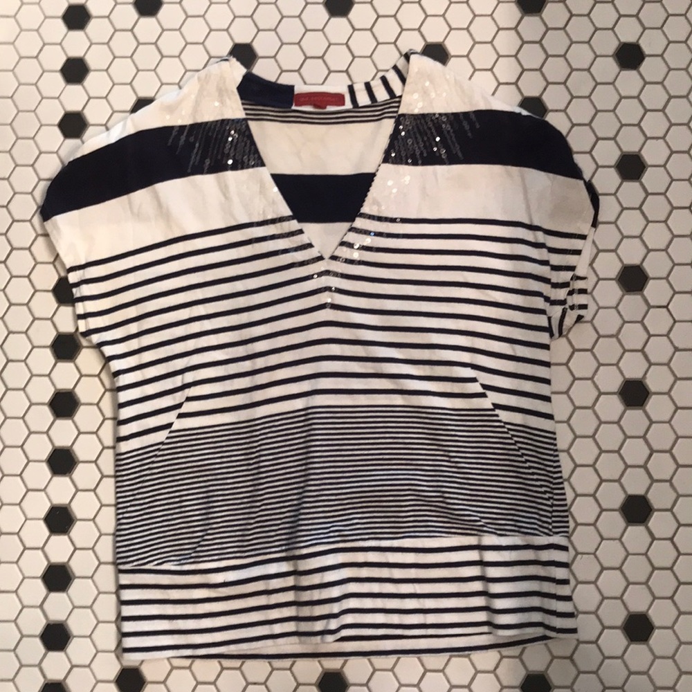 Women’s navy and white striped shirt